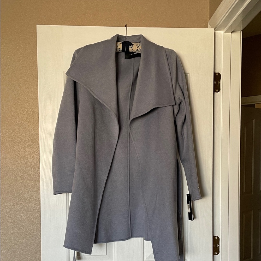 NWT Tahari Gray Women's wool wrap dress Jacket. Lightweight and stylish.